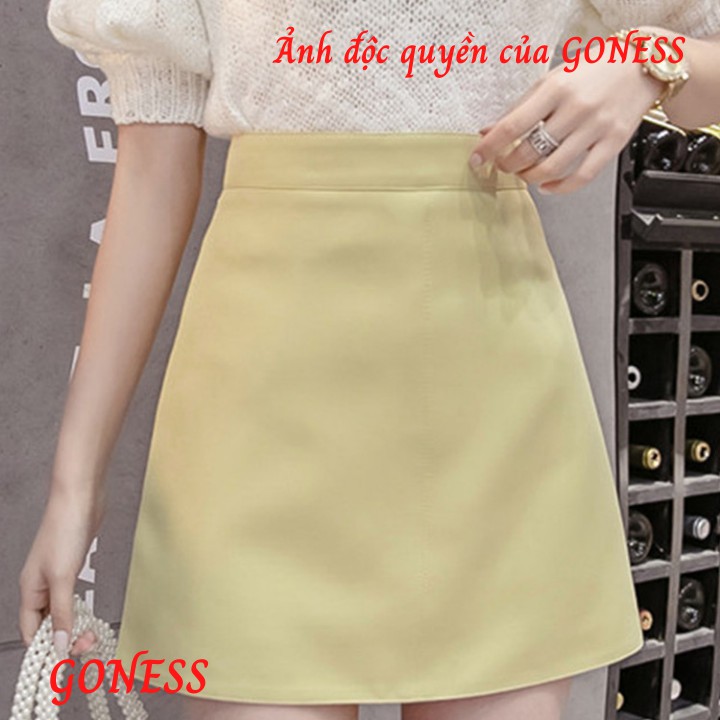 Chân váy chữ a Goness màu vàng chanh công sở thời trang