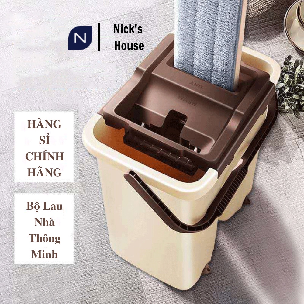 Chổi Lau Nhà - Cây Lau Nhà Thông Minh 2 Ngăn Tự Vắt – Xoay 360 độ thông minh kèm thùng vắt 2 ngăn size lớn cao cấp