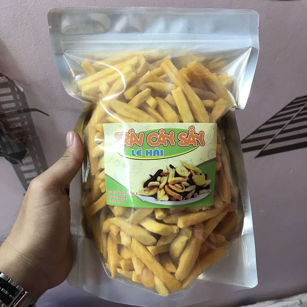 Khoai lang vàng sấy giòn 500g Lê Hải hàng nguyên sợi, không đường, giòn ngọt tự nhiên | BigBuy360 - bigbuy360.vn