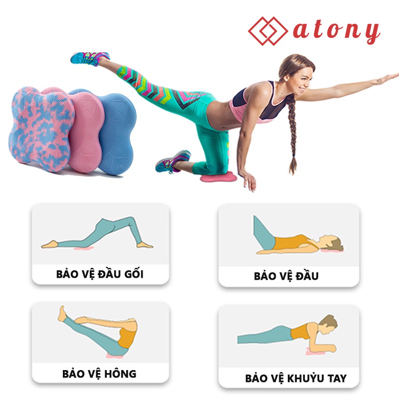 Đệm Tập Yoga Pilates ATONY, Tập Thể Dục Đa Năng - Bảo Vệ Đầu Gối, Lót Khuỷu Tay Chống Trơn Trượt Bằng Cao Su (Họa Tiết)