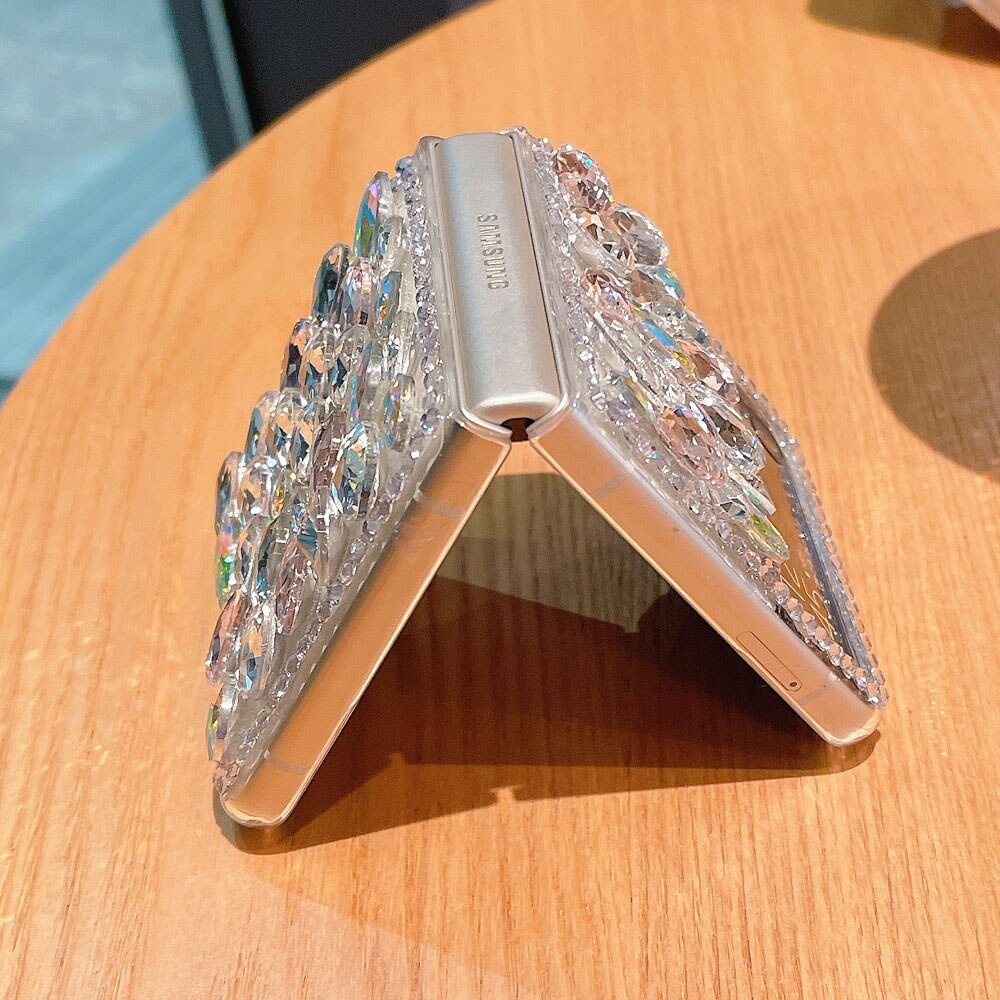 Vỏ điện thoại kim cương 3d bling sang trọng cho samsung galaxy z flip 3 zflip4 zfold 5 4 5g z fold2 rhinestone handmade pc vỏ cứng