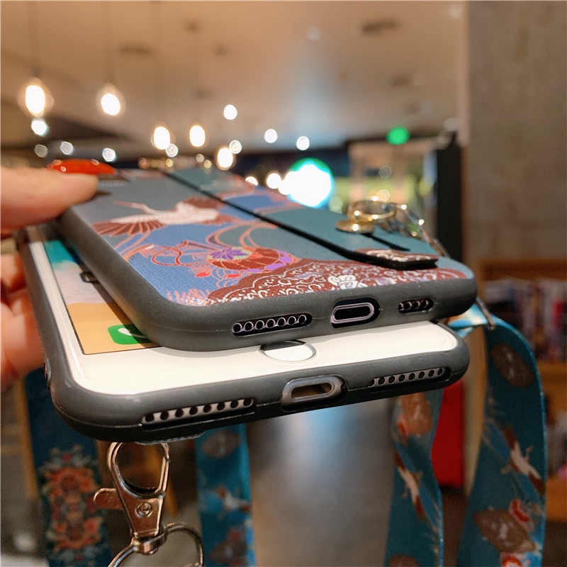 Iphone 11 Pro Max Dây đeo cổ tay vỏ Chinese Dragon Crane TPU mềm mại Điện thoại vỏ cho Iphone 6 6S 7 8 Plus X XS Max XR