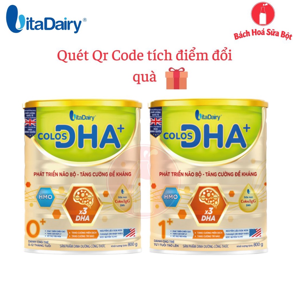 Sữa bột Vitadairy Colos DHA+ số 0+/ số 1+ (lon 800G)