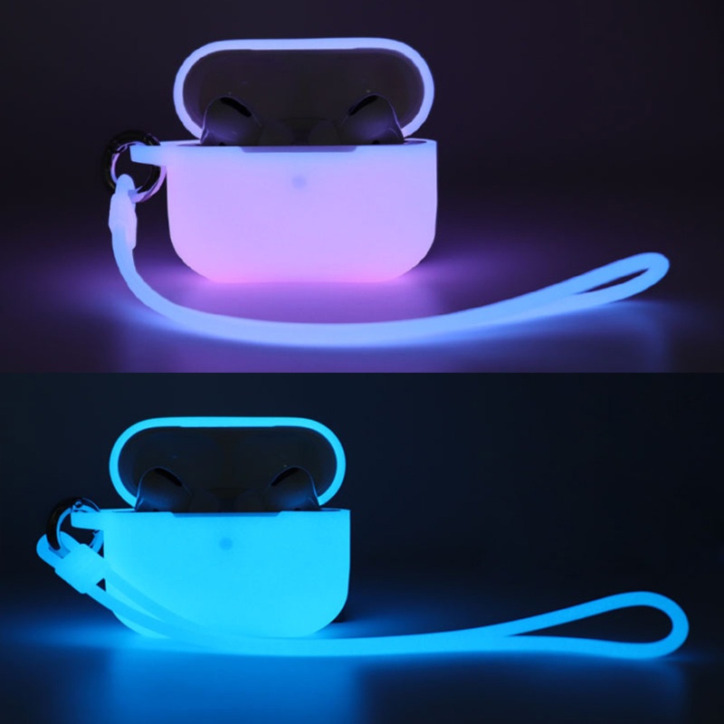 Vỏ Bảo Vệ Hộp Sạc Tai Nghe Airpods Pro Bằng Silicon Màu Dạ Quang Chống Sốc