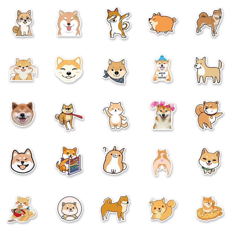 sticker chó shiba chống thấm nước trang trí