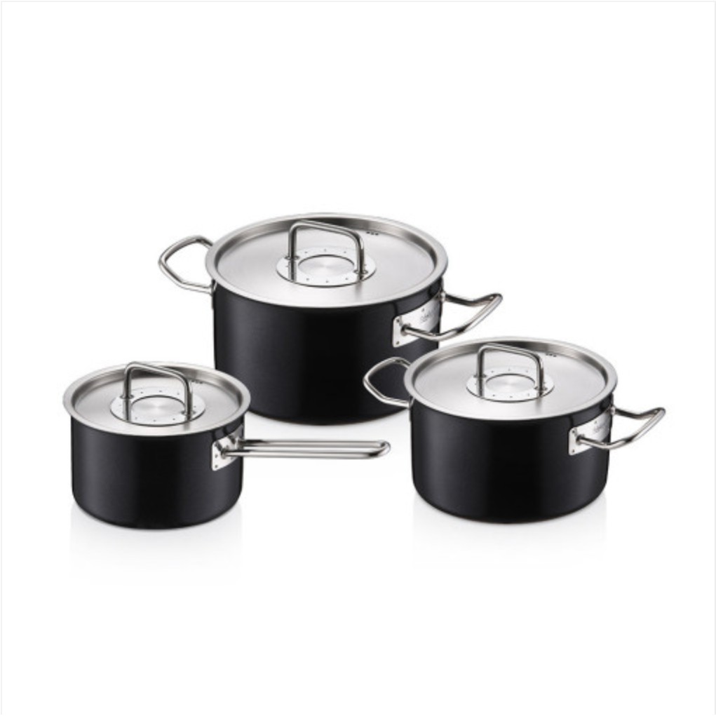 Nồi Edelkochen Solid Đen 3 lớp size nhỏ 16cm