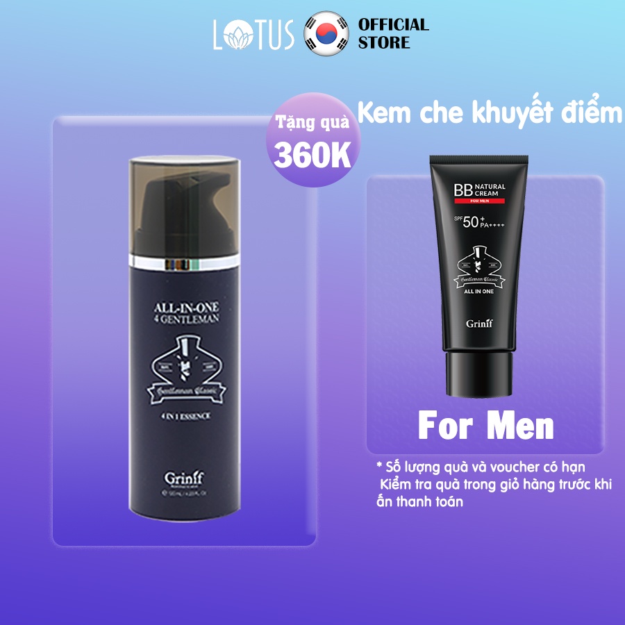 Kem dưỡng trắng da, chống lão hóa, dưỡng ẩm da, giảm thâm nám 4 trong 1 cho nam giới GRINIF All In One 4 Gentleman 120ml