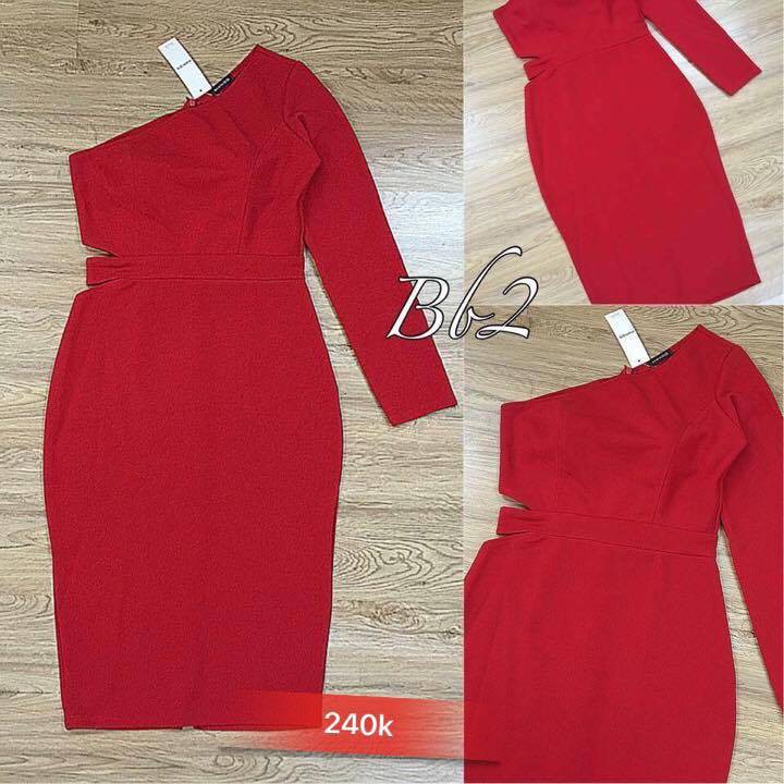 Đầm body lêch vai hở eo