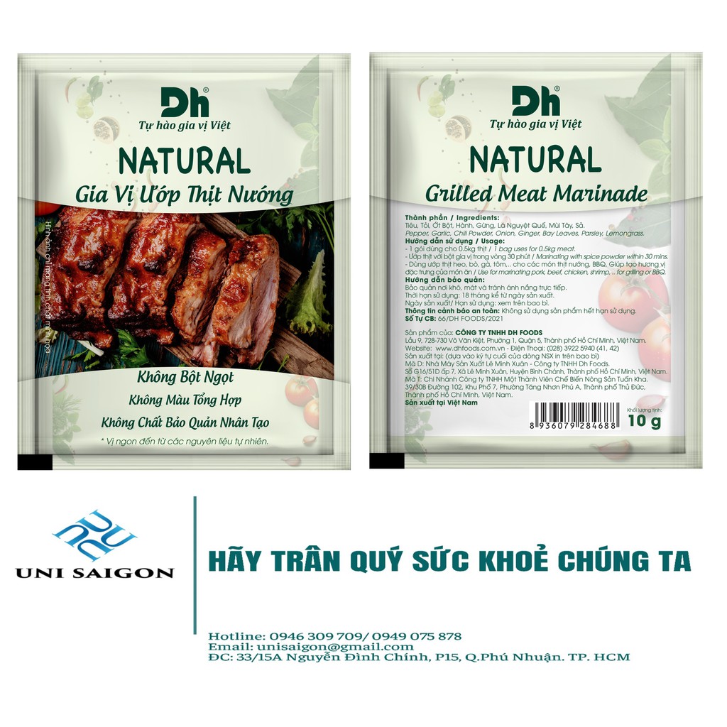 Gói NATURAL Gia Vị Ướp Thịt Nướng - Thương hiệu DH Foods