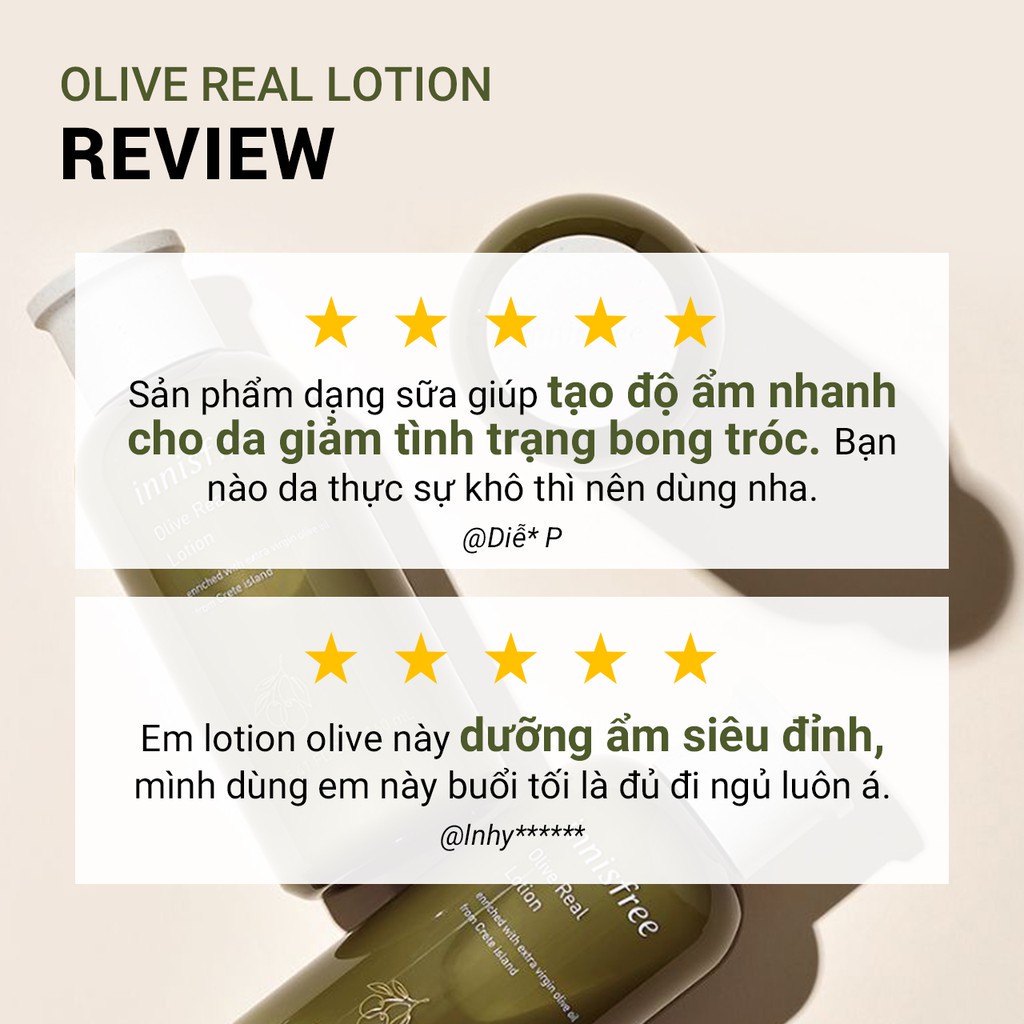 [Mã COSIF05 giảm 10% đơn 400K] Sữa dưỡng ẩm innisfree Olive Real Lotion 160ml