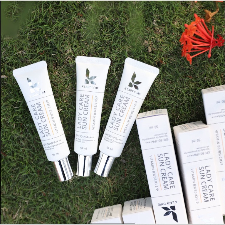 kem chống nắng LADY CARE SUN CREAM SPF50 50ml bảo vệ da toàn diện, cung cấp vitamin E, B3, B5, Vitamin C