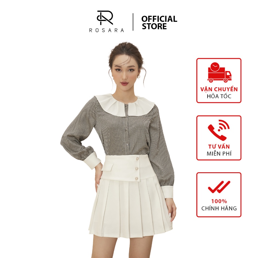 Chân váy thời trang nữ ngắn xoè xếp ly Rosara CV1Trắng