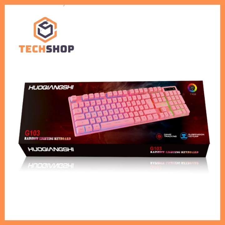 Bàn phím giả cơ Màu hồng G103 có đèn Led RGP dành cho game thủ kèm bàn di công thức hồng pink
