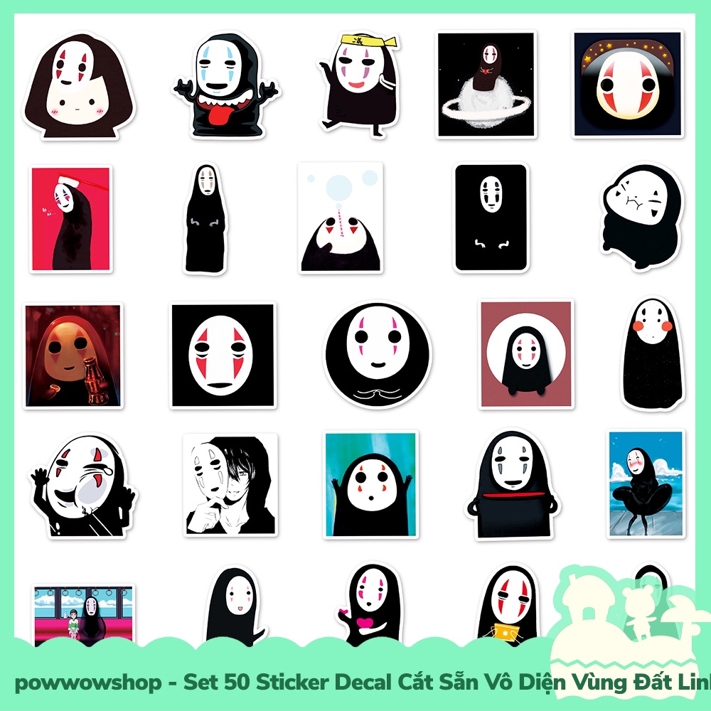[Sẵn VN - Hỏa Tốc] Set 50 Sticker Mini Decal Dán Trang Trí Vật Dụng Mẫu Anime Manga Vô Diện Vùng Đất LH Chibi