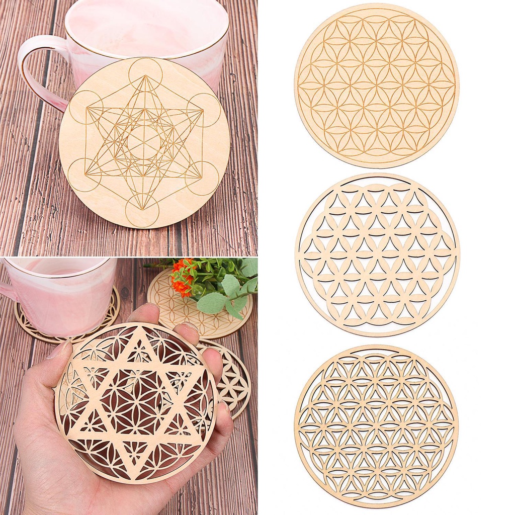 Miếng Lót Ly Tròn Họa Tiết Chakra Chữa Bệnh Hoa Trang Trí Edge