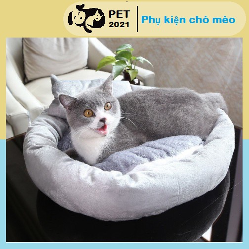 Đệm Nằm Hình Tròn Cho Mèo Có Thể Tháo Rời Tặng Kèm Gối Nằm - Ổ Tròn Cho Mèo - PET 2021