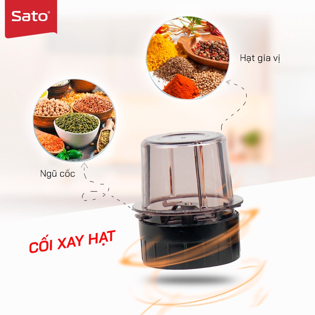 Máy xay đa năng 3 cối cao cấp 1.4L SATO chất liệu nhựa ABS an toàn, chịu lực tốt - ST-MX5306A