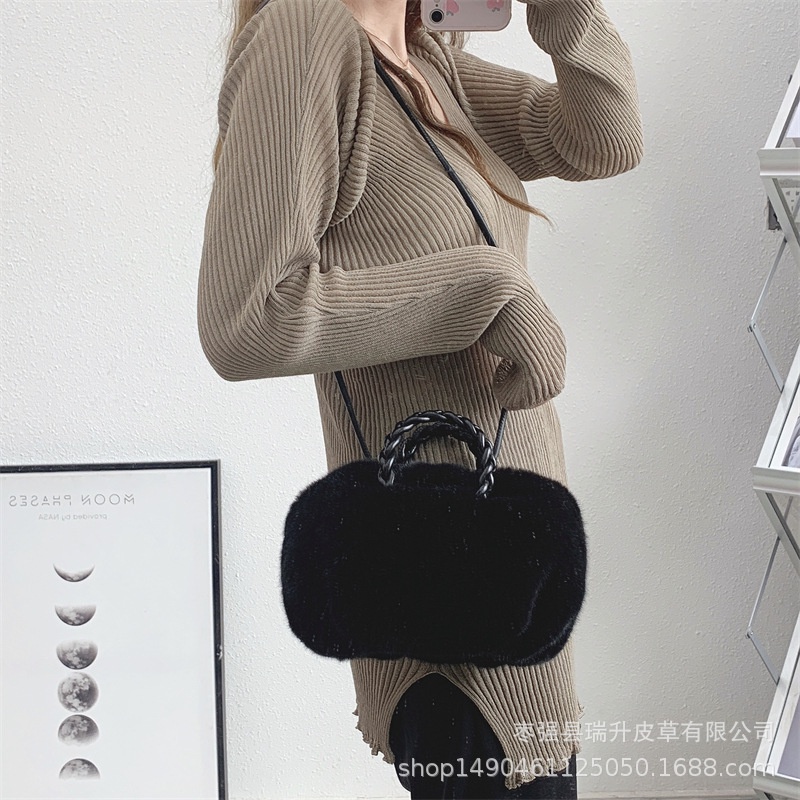 Túi Đeo Chéo Nữ Phối Lông, Túi Thu Đông Đeo Vai Xách Tay Nữ Sang Trọng Ấm Áp TL89