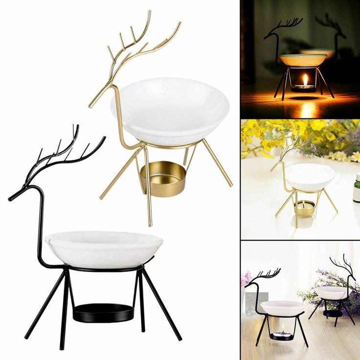 Đèn xông tinh dầu chân sắt đen hình con hươu hiện đại đốt bằng nến tealight - Better Life