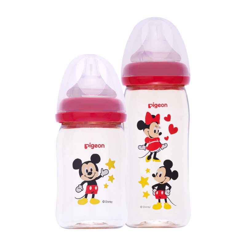 Bình sữa cổ rộng Disney PPSU Plus Pigeon 160ml/ 240ml