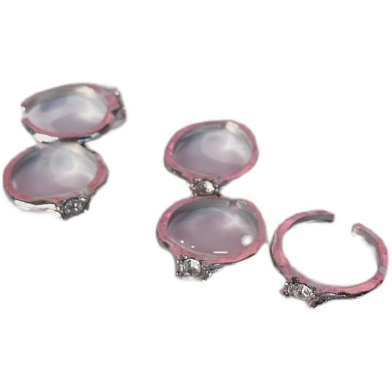 Nhẫn Kim Loại Đính Đá Thiết Kế Đơn Giản Phong Cách hip hop