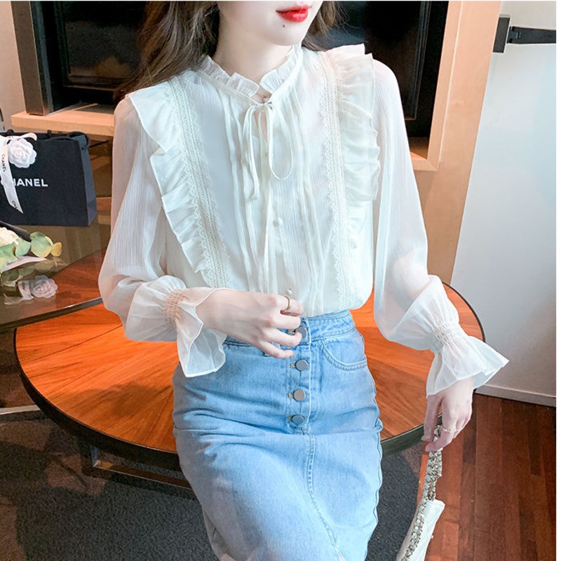 áo sơ mi nữ  áo sơ mi áo sơ mi nữ áo sơ mi  Áo Sơ Mi Chiffon Tay Dài Thời Trang Mùa Thu 2022 Dành Cho Nữ