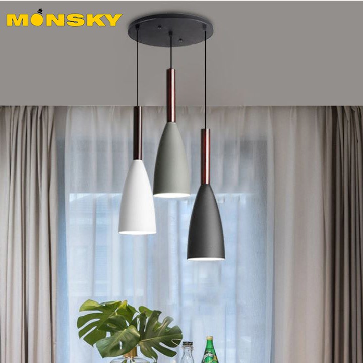 Đèn thả bàn ăn MONSKY AVALIA 3 bóng chao nhôm hiện đại - kèm bóng LED chuyên dụng