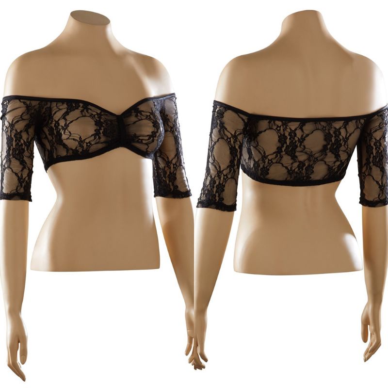 Áo Croptop Trễ Vai Không Đường May Tay Lỡ Phối Ren Hoa Gợi Cảm Cho Nữ Size S-2