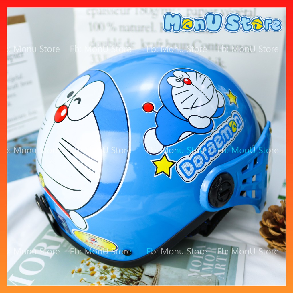 Mũ bảo hiểm kèm kính càng cua TRẺ EM doraemon dễ thương cute