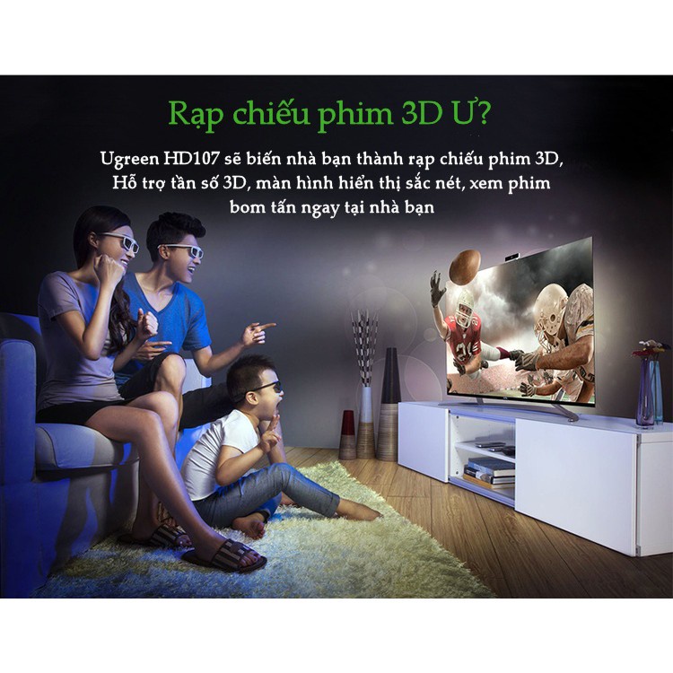 Dây nối dài HDMI 1.4 thuần đồng 19+1 Dài 1M UGREEN HD107 10141 - Hàng chính hãng
