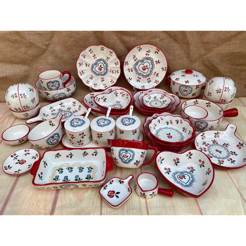 Bộ đồ ăn/ set cherry phong cách Bắc Âu decor bàn ăn