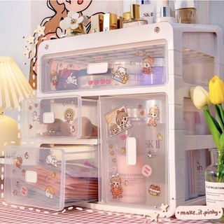 Kệ phân ngăn dẹp siêu to đựng mỹ phẩm kèm sticker