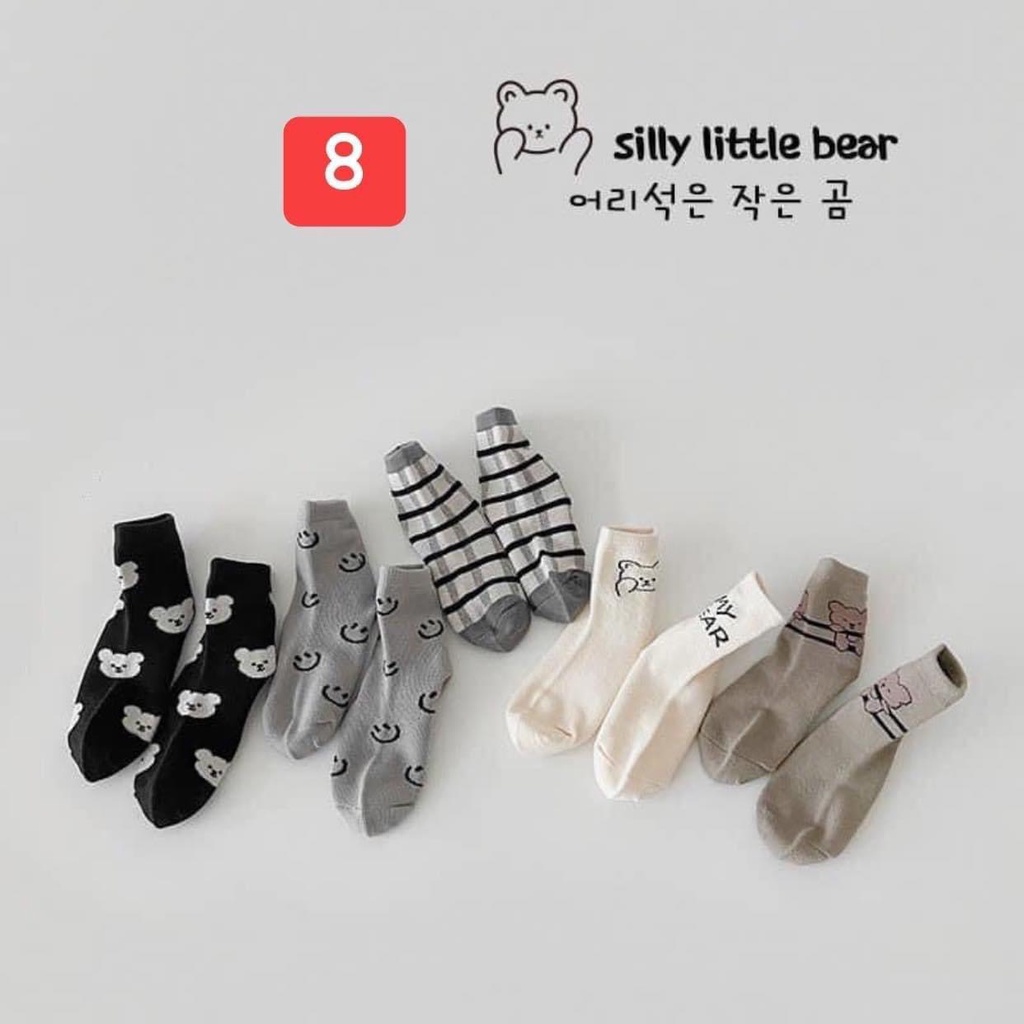 Set 5 đôi tất bé trai-bé gái siêu xinh siêu co giãn, họa tiết dễ thương, gam màu vintage