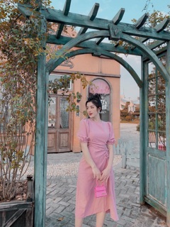 ĐẦM MAXI CARO RÚT DÂY