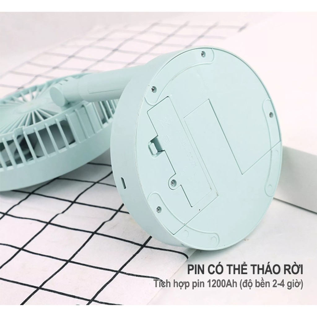Quạt mini tích điện để bàn gấp gọn tiện dụng 3 cấp độ thời gian sử dụng tới 6 tiếng phân phối bơi cleverhome | BigBuy360 - bigbuy360.vn