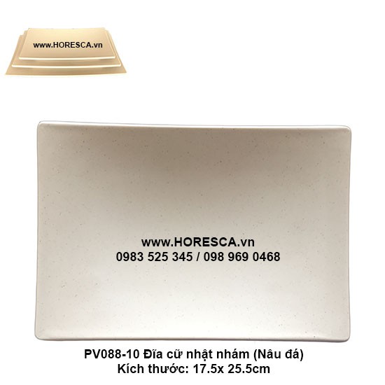 PV088-10 Dĩa chữ nhật nhám 10&quot; (Nâu Đá)