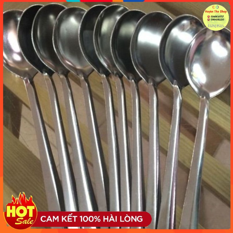Combo 10 thìa ăn inox Sài Gòn 19cm - Muỗng ăn đầu tròn inox Sài Gòn
