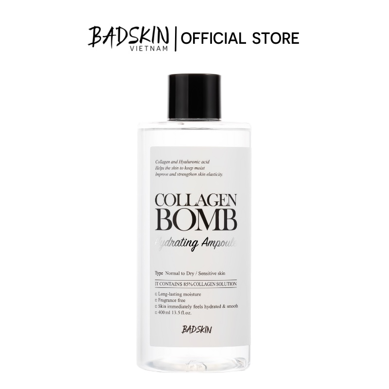 Nước hoa hồng Cấp Ẩm Badskin Collagen Bomb Hydrating Ampoule 400ml