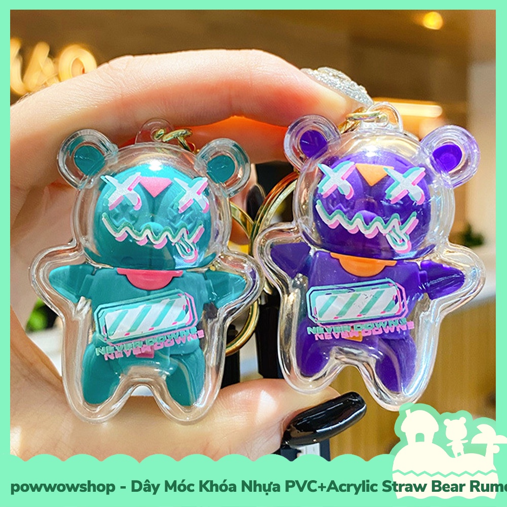 [Sẵn VN - Hỏa Tốc] Dây Móc Khóa Nhựa PVC+PE Mẫu Straw Xray Bear Ballon
