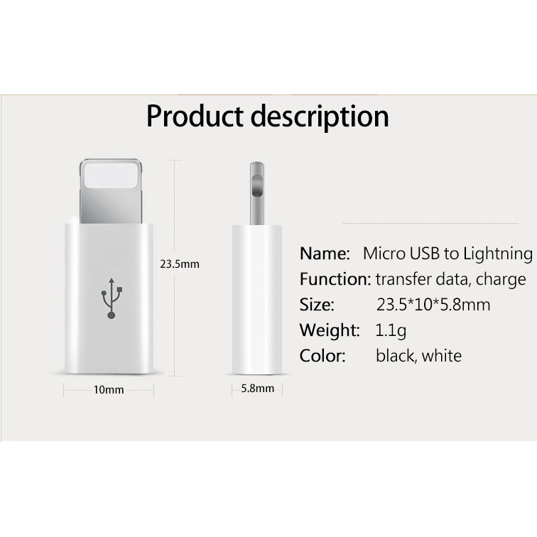 1 Bộ 5 Đầu Chuyển Đổi Micro Usb Sang Lightning 8pin Và Micro Usb Sang Type-C Cho Iphone