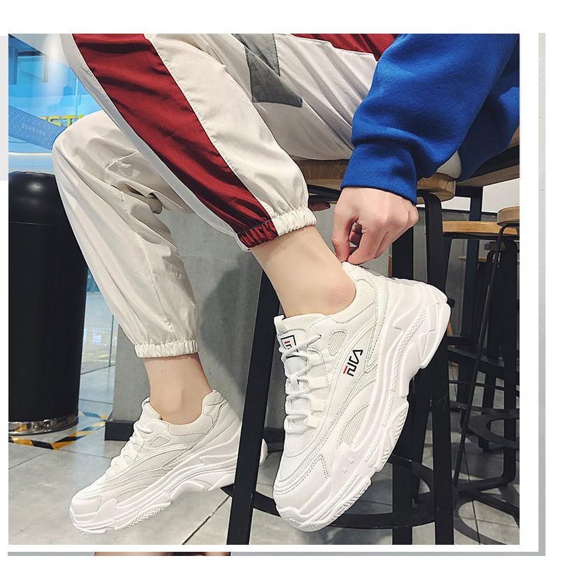 [ Cao Cấp +Freeship]Giày sneaker nam  Kiểu Dáng Trẻ Trung Màu Trắng Đế Cao