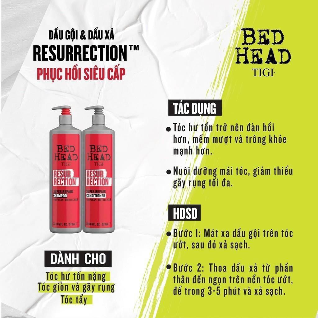 COMBO GỘI XẢ TIGI BED HEAD TIGI ĐỎ - XANH 970ML - DẦU GỘI XẢ TÁI SINH VÀ SIÊU PHỤC HỒI TIGI 2021 CHÍNH HÃNG