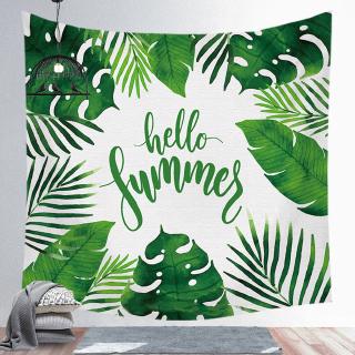 The hanging cloth decorated with tropical trees