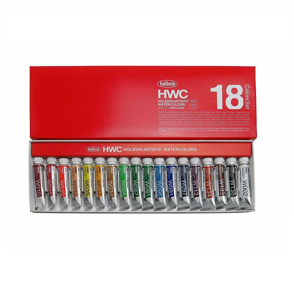 Màu nước dạng tuýp Holbein Watercolor Artists HWC 18/24/30/48/60/108 màu 5ml - màu vẽ chuyên nghiệp hạng họa sĩ