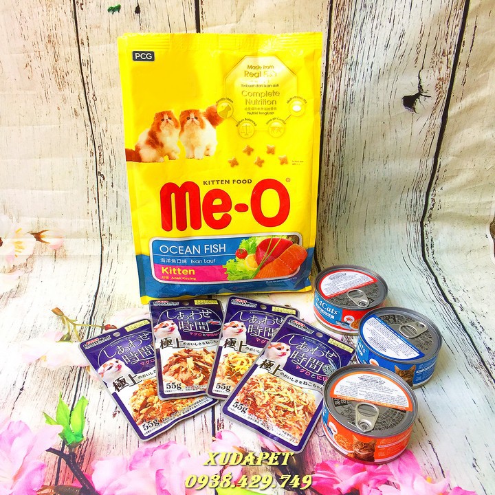 Combo Thức Ăn MEO Cho Mèo Con 1.1kg Và 3 Pate, 4 Súp Thưởng Nhật Cho Mèo Nhiều Vị thành phần giàu dinh dưỡng - SP005172