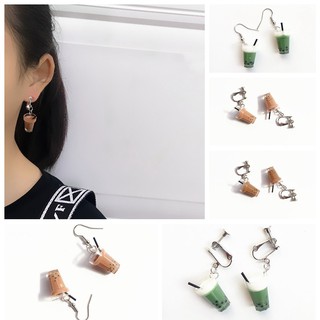 Đôi khuyên tai tạo hình ly trà sữa nhiều màu sắc dễ thương