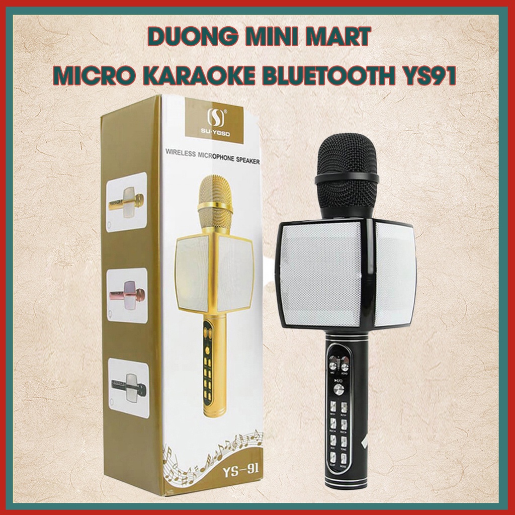 Micro Karaoke Bluetooth Ys-91, Hát Karaoke Bass Chuẩn, Lọc Tạp Âm, Hút Âm Tốt, Âm Thanh Trung Thực, Độ Ấm Cao
