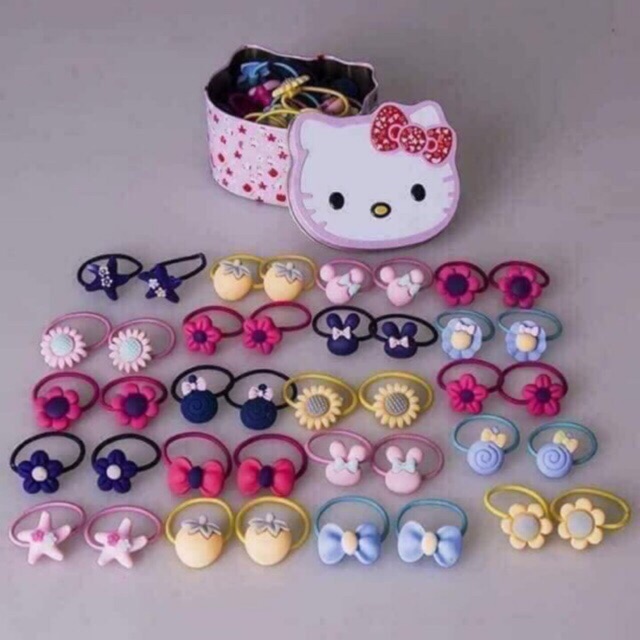 Hộp 40 chun buộc tóc Kity cho bé (hộp sắt)