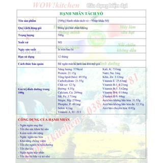 [500g] Hạnh nhân tách vỏ - Nhập khẩu Mỹ