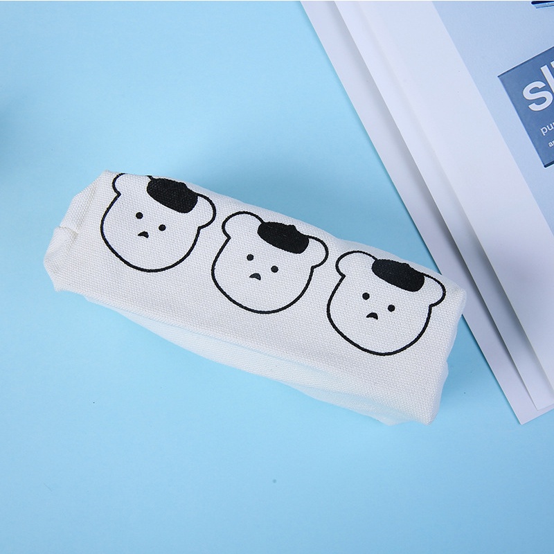 Túi Đựng Bút Bằng Vải Canvas Cỡ Lớn In Họa Tiết Hoạt Hình Snoopy / Gấu Đáng Yêu